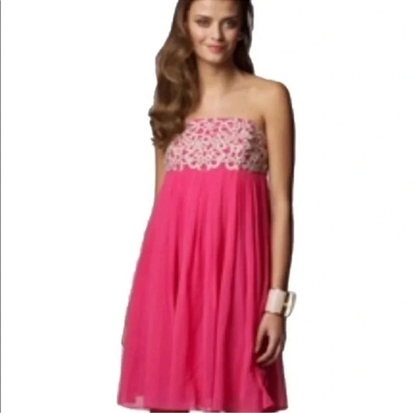 Lilly Pulitzer Jillie Daiquiri Pink 100% Silk Pleated Cocktail Dress Size 2 XS - Picture 5 of 5